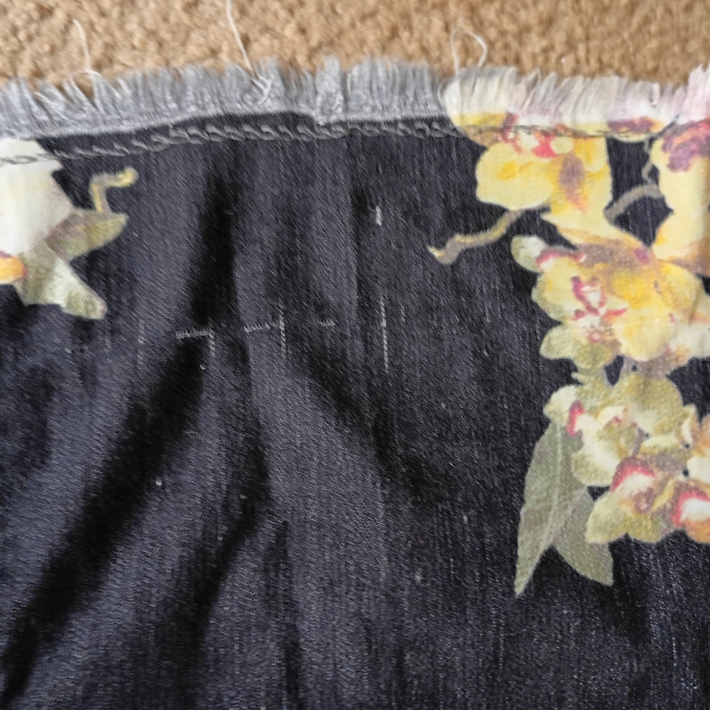 Free People miami Nights Flare Wide Leg Bell Raw Hem Floral Print Jeans Pants 26 - Picture 4 of 6